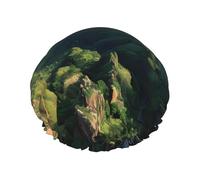 Long Mountain Ranges Double Layer Shower Cap with Comfort Skin Friendly Design for Hair Protection During Bathing