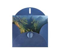 Long Mountain Ranges Greeting Card with Blue Envelope Holidays Birthdays Weddings Anniversaries Write Unique Blessings