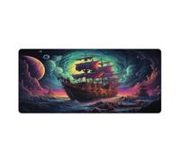 Long Mouse Pads A Photo of Pirate Ship in The Space Field in The Style Extended Mouse Pad with Non Slip Rubber Base And Stitched Edge for Home Office Gaming Work 40x90cm