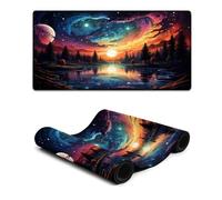 Long Mouse Pads Colorful Landscape Under The Planet Computer Keyboard Mouse Mat with Non-Slip Rubber Base And Stitched Edge for Home Office Gaming Work 30x60cm
