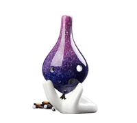 Long Mouth Gradual Change Pottery Ocarina 6 Hole Color Student Ceramics Handmade Beginner AC Tone Instrument (Color : 03)