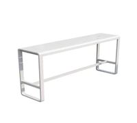 Long Narrow Wrought Iron Pub Table Waterproof Sun Resistant Sturdy Dining Table for Home Kitchen Bistro Rounded Edges 100x40x105cm Elegant White Finish