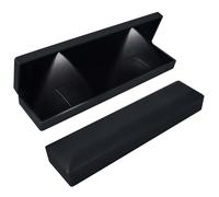Long Necklace Box With LED Light, Necklace Bracelets Pendant Watch Chain Jewelry Gift Box, Velvet Jewelry Display Case with 2 LED Internal Light, for Proposal Engagement Wedding, 23*5.5*3.5cm (Black)