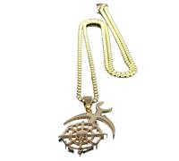 Long Necklace Gold Color Army Cospley Dark EldarPin Patch Necklace N2694S03
