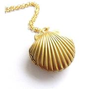 Long Necklace Seashell Locket Pendant Gold Brass Sea Bracelets and Set