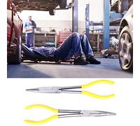 Long Needle Nose Pliers, 2Pcs 11in Carbon Steel 45 Degrees Bending Curved Needle Nose Pliers Long Nose Pliers Needle Nose Pliers Set for Wire Bending,Shaping,Trimming