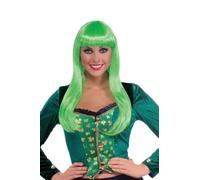Long Neon Green Adult Female Irish Lass Costume Wig One Size