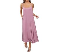 Long Nightdress for Women UK Sleeveless Cotton Plus Size Sleeping Nighties with Pocket Summer 2026 Ladies Spaghetti Strap Sexy Loose Dress Nightgown Nightwear Pink