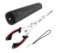 Long Nose Fishing Pliers with Scissors, Lanyard, Stainless Steel Fishing Hook Remover Plier Tool, Needle Nose Pliers Disgorgers/Pike Line Cutter Sea Multi Accessories with Sheath, Gifts for Men