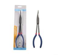 Long Nose Pliers 11 Inch Straight Style with Extended Reach for Intricate Tasks Serrated Grip Chrome Vanadium Steel for Consistent Results (45°)