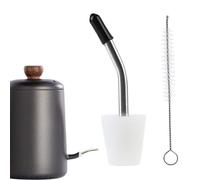 Long Nozzle Kettle Pour Adapter - 0.59-0.7in Coffee Spout, Heat-Resistant Material with Tapered Design, Reusable Attachment with Cleaning Brush, Cafe Shops Stores Accessory, Hot Chocolate for Drinking