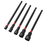 Long Nut Driver Set, 5-Piece 150mm Magnetic Screwdriver Holder for Drill, Alloy Steel Hex Socket Adapter 6/8/10/12/14mm for Auto Repair(6mm)