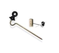 Long Offset Ring Insulators Cranked Distance Electric Fencing - 21cm - for High Tensile Wire Poly Wire and 12mm Tape - Reinforced Steel Pin (10)