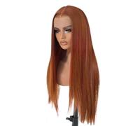 Long Ombre Ginger Orange Straight Wig for Women,Lace Front Middle Part Wigs,Natural Looking Synthetic Hair for Cosplay Daily Party Fluffy and Natural(22 inch)
