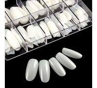 Long Oval Nails Natural False Nails with 100 Pieces Full Cover Artificial Acrylic Nails Fake Nail Tips for Girl Lady Woman Home DIY and Salon,10 Sizes