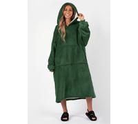 Long Oversized Sherpa Fleece Hoodie Blanket OHS Dark Green One Size