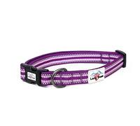 Long Paws Reflective Padded Dog Collar Comfortable High Visibility Pet Dog Collar With Adjustable Safety Buckle For Dogs (Large, Purple)