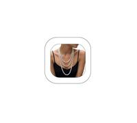 Long Pearl Beaded Necklace Layered Big Small Beads Pearl Necklaces Multi Strand Pearls Necklaces for Women Trendy Jewelry Gift, Medium, Metal, No Gemstone