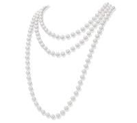 Long Pearl Necklace,Necklaces for Women,1920s Artificial Pearls String Beads,Choker Vintage Fashion Jewelry,Birthday Party And Wedding Accessories,Gatsby Style 150cm,for Brides Weddings Fancy Dress