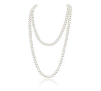Long Pearl Necklaces,White Pearls Necklace 1920s Artificial Pearl Vintage Fashion 150cm Costume Jewellery for Women Pearls Long Sweater Chain Beaded Necklace for Brides Wedding Party Accessories
