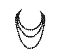 Long Pearl Strand Necklace Faux Pearl White Beads Layered Necklaces Vintage Colorful Pearl Bead Multi Strands Necklace 1920s Gatsby Costume Jewelry, Glass, No Gemstone