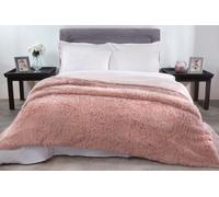 Sleepdown Blush Pink Luxury Long Pile Fleece Throw Over Sofa Super Soft Warm Cosy Bed Blanket Bedspread-150cm x 200cm, Faux Fur, 150 x 200cm