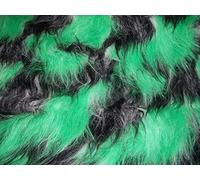 Long Pile Fun Faux Fur Fabric Material Black/Emerald/Toffee Mix, 1Mtr - 150cmx100cm