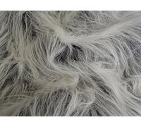 Long Pile Fun Faux Fur Fabric Material - Black Frost, 1Mtr - 150cmx100cm