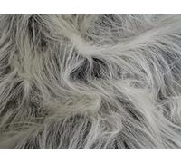 Long Pile Fun Faux Fur Fabric Material - Black Frost, 1Mtr - 150cmx100cm
