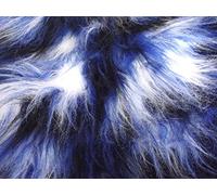 Long Pile Fun Faux Fur Fabric Material Black/White/Royal Mix