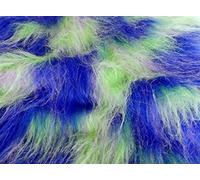 LONG Pile Fun Faux Fur Fabric Material ROYAL/LIME/LILAC MIX