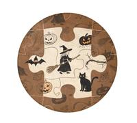 Long Pile Round modern rug Cute Black Cat Pumpkin Witch for Halloween