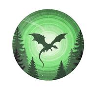 Long Pile Round rug washable Flying Dragon Silhouette forests Moonlight