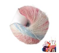 Long Pile Wool Acrylic Blend Yarn 2x100g 207 Yards Multicolor Gradient Thread for Knitting Crochet Hats Scarves Sweaters, Soft Warm Fiber for Craft Projects