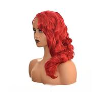 Long Pillarbox Red Curly Pin Up Retro Lace Front Wig. Poison Ivy, Jessica Rabbit, Glamour, Burlesque Cosplay, Costume Wig