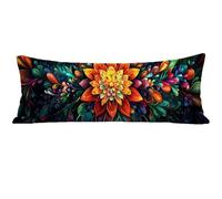 Long Pillow Case Black Bolster Pillow Cases 120x40 cm, Color Body Pillowcase with Invisible Zipper, Breathable Linen Double-Sided Print Cushion Cover for Bedroom Sofa Bed Home Decor All Seasons E0-218