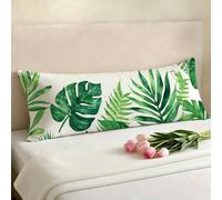 Long Pillow Case Green Bolster Pillow Cases 120x40 cm, Leaf Body Pillowcase with Invisible Zipper, Breathable Linen Double-Sided Print Cushion Cover for Bedroom Sofa Bed Home Decor All Seasons E0-234