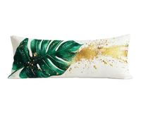Long Pillow Case Green Bolster Pillow Cases 120x40 cm, Leaf Body Pillowcase with Invisible Zipper, Soft Velvet Double-Sided Print Cushion Cover for Bedroom Couch Sofa Bed Home Decor All Seasons E0-184