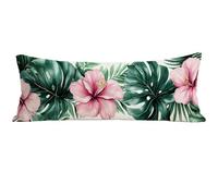Long Pillow Case Green Bolster Pillow Cases 120x40 cm, Pink Body Pillowcase with Invisible Zipper, Soft Velvet Double-Sided Print Cushion Cover for Bedroom Couch Sofa Bed Home Decor All Seasons E0-196