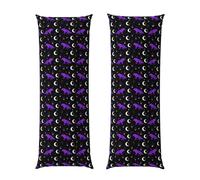 Long Pillow Cover 20x60 Mystical Goth Fire Dark Purple Galaxy Foxes Moon Black, Premium Body Pillowcase with Zipper, Cozy Flannel Fabric Protector, for Men Women Couch Sofa Bed