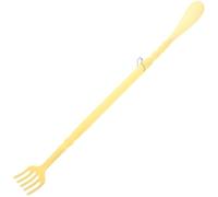Long Plastic Shoe Horn with Back Scratcher, Beige Hanging Shoe Aid | Curved Tip, Built-in Hanging Hole and Precut Loop, Supports Easier Dressing for Limited Mobility during Travel or Bench