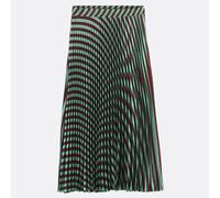 Long Pleated Striped Skirt Green stripe / red