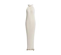 Long Plissé Knit Dress- female- Alberta Ferretti- Maxi Dresses- Beige- S- Dresses S