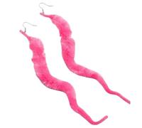 Long Plush Caterpillar Earrings - Whimsical Fuzzy Unique and Eye-Catching Jewelry for Fun & Daily Occasions, Faux Leather, No Gemstone