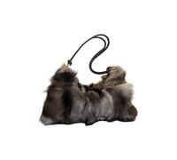 Long Plush Faux Furs Underarm Bag Stylish Patchwork Detailing Practical Friendly Handbag Perfect for Fall Winter Textured Faux Furs Shoulder Bag Modern Patchwork Design Lightweight Crossbody for Fall