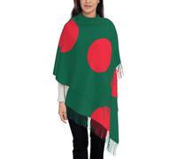 Long Plush Tassel Scarves Fashion Ladies Print Long Scarves Bangladesh national flag Shawl Wrap a Gift for Women Lady,Green
