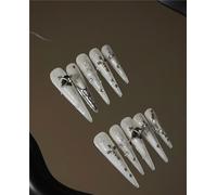 Long pointed style, black heart accessories, women's, handmade nails(L)