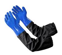Long Pond 26.77" Rubber Waterproof Gloves, Acid and Alkali Resistant for Drain, Aquarium and Pond Maintenance, Full Arm Protection, Blue