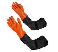Long Pond Gloves, 26.77" Drain Gloves, Long Rubber Gloves, Waterproof Drain Cleaning Gloves Acid and Alkali Resistance Pond Cleaning Gloves, Full Arm Gloves for Aquarium and Pond Maintenance, Orange