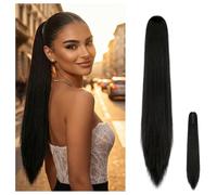 Long Ponytail Hairpiece, Ponytail Extension with Clip, Smooth Natural Black Braid Extensions, Synthetic Hair Extensions, Claw Clip for Women Daily, 60 cm